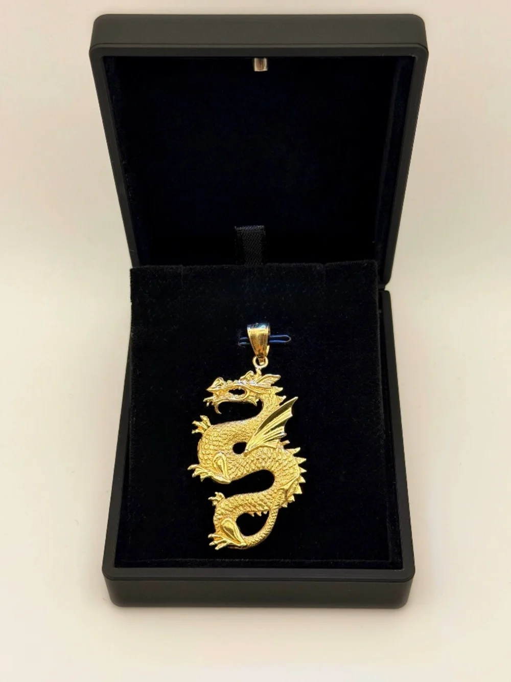 10k Solid Yellow Gold Serpent Chinese Zodiac Winged Fire Dragon Charm Pendant